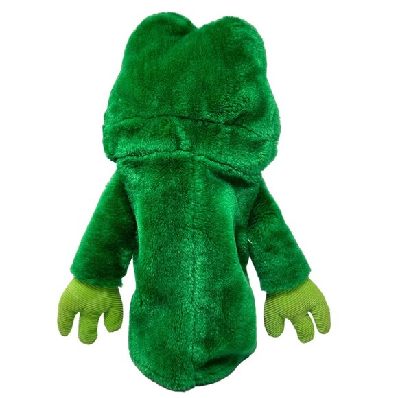 Vintage Dakin Green Frog Hand Puppet With Tuxedo Bow Tie 12 Inch 1985 80s Toy - Picture 4 of 10